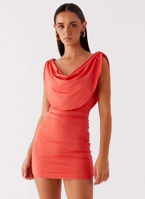 Angeles Mini Dress - Coral Refined fit Natural Drape