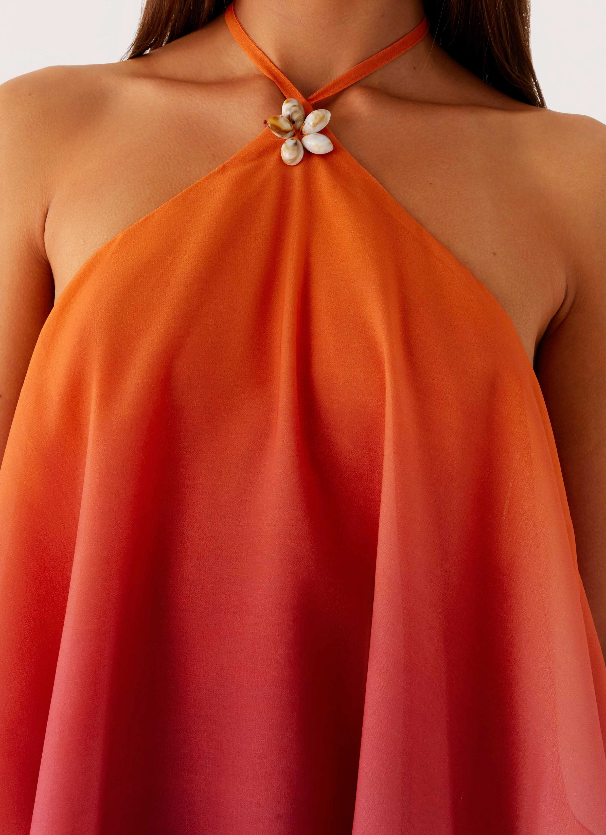 Twin Flame Mini Dress - Orange Gradient Trendy wrap gown Sleek Layer