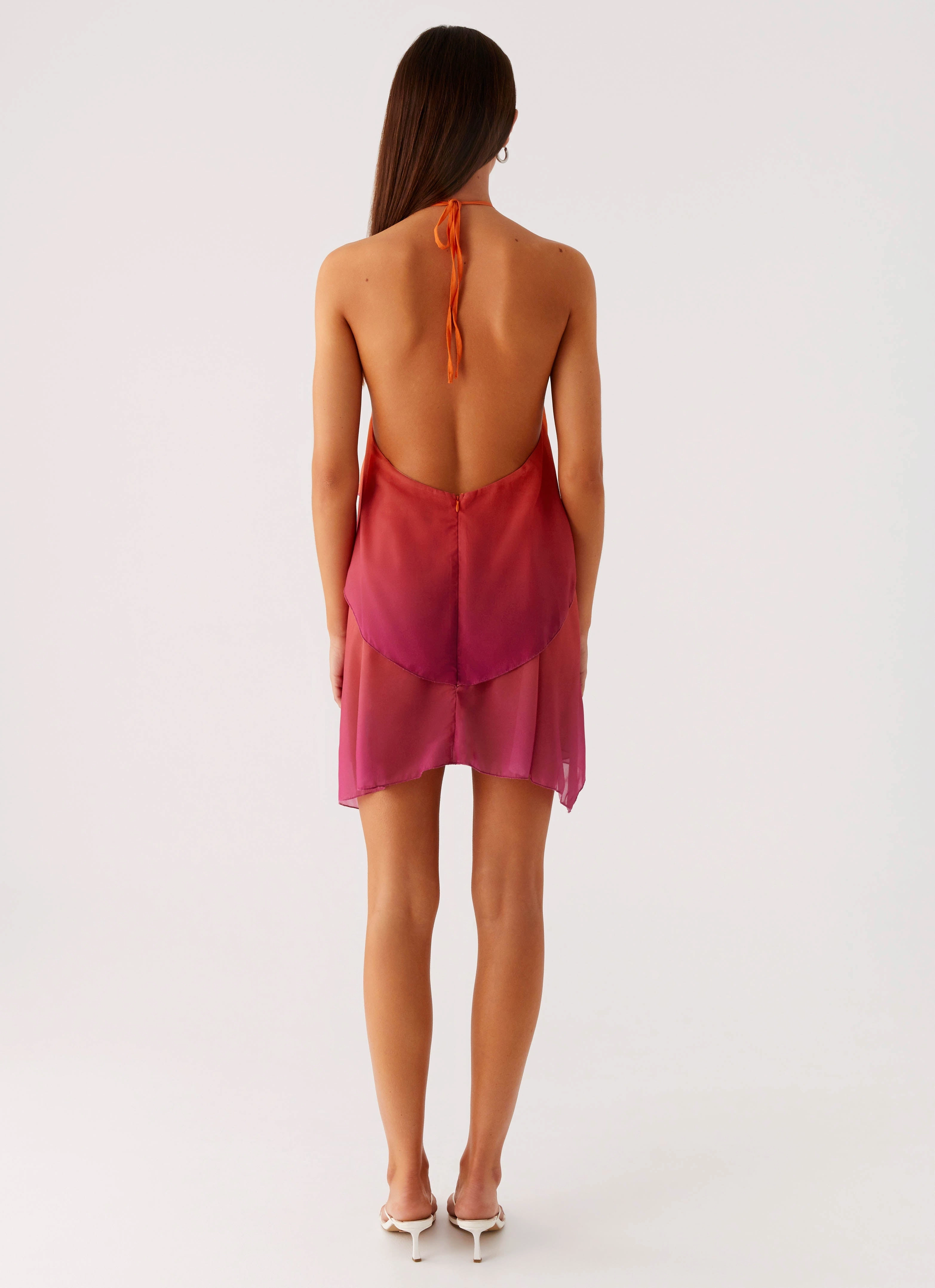 Twin Flame Mini Dress - Orange Gradient Elegant Look