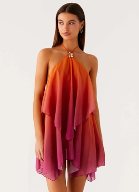Stylish Layer Pure Elegance Twin Flame Mini Dress - Orange Gradient