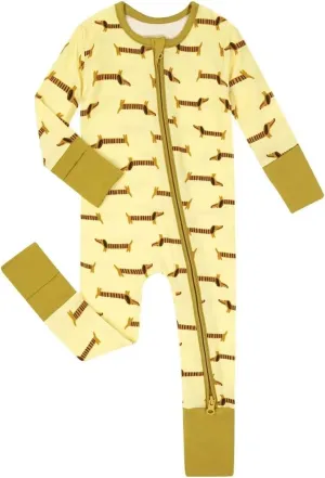 Teach Leanbh Unisex Baby Bamboo Viscose Pajamas with Mittens and Feet Cuffs 2 Way Zipper Long Sleeve Romper Sleep and Play