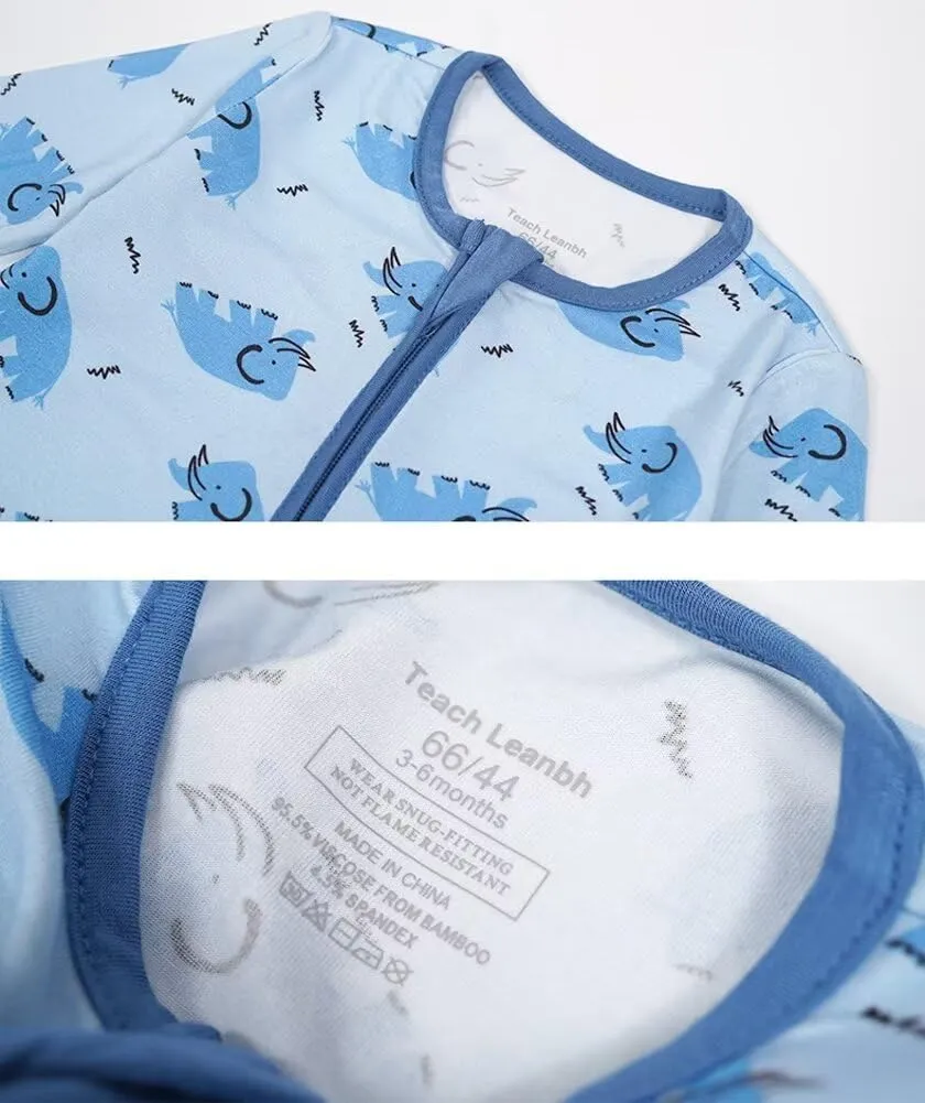 Teach Leanbh Unisex Baby Bamboo Viscose Pajamas with Mittens and Feet Cuffs 2 Way Zipper Long Sleeve Romper Sleep and Play