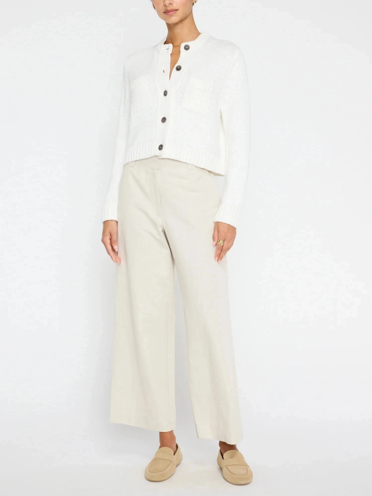 Iben Cardigan Salt White Convertible Neckline