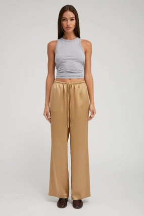Khaki Silk Kauai Pants Machine washable