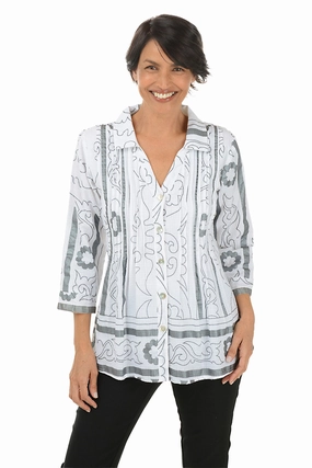 Petite Arthena Pleated Button-Front Shirt FadeResistant