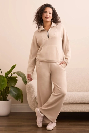 Friction Resistant Edges Soft Brushed Lining Tribal Techno Lux Zip-Accent Mock Neck Sweater in Moonstone