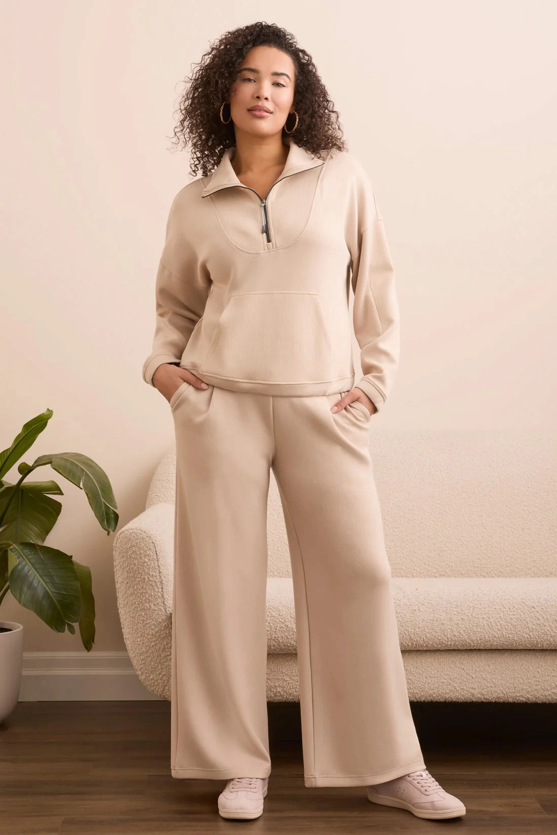 Casual Fit Stretch Knit Material Tribal Techno Lux Zip-Accent Mock Neck Sweater in Moonstone