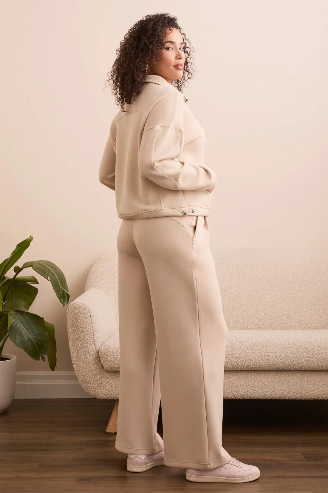 Tribal Techno Lux Zip-Accent Mock Neck Sweater in Moonstone Hypoallergenic Lining