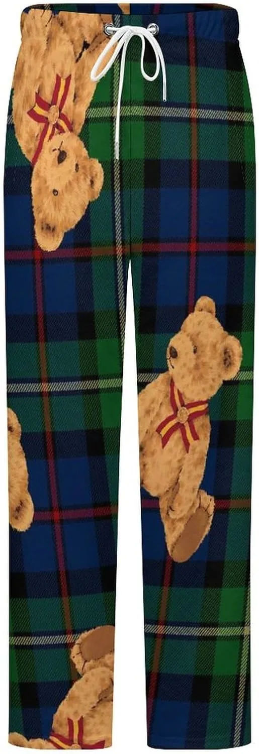 Teddy Bear Doll Women's Flannel Pajama Pants Fleece Lounge Sleep Bottoms PJ