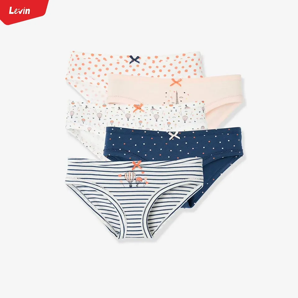 Teen Girls 5 Pack Premium Solid Print Design Cotton Panty