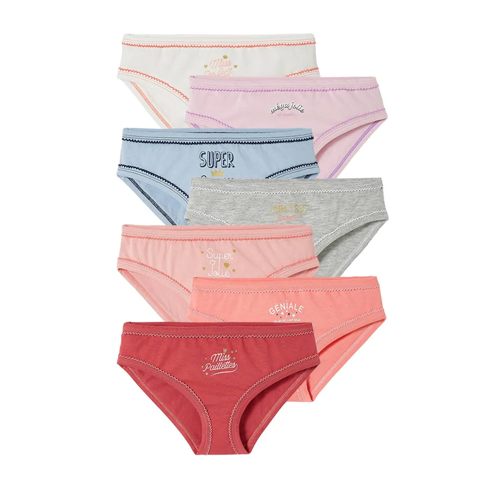 Teen Girls 5 Pack Premium Solid Print Design Cotton Panty