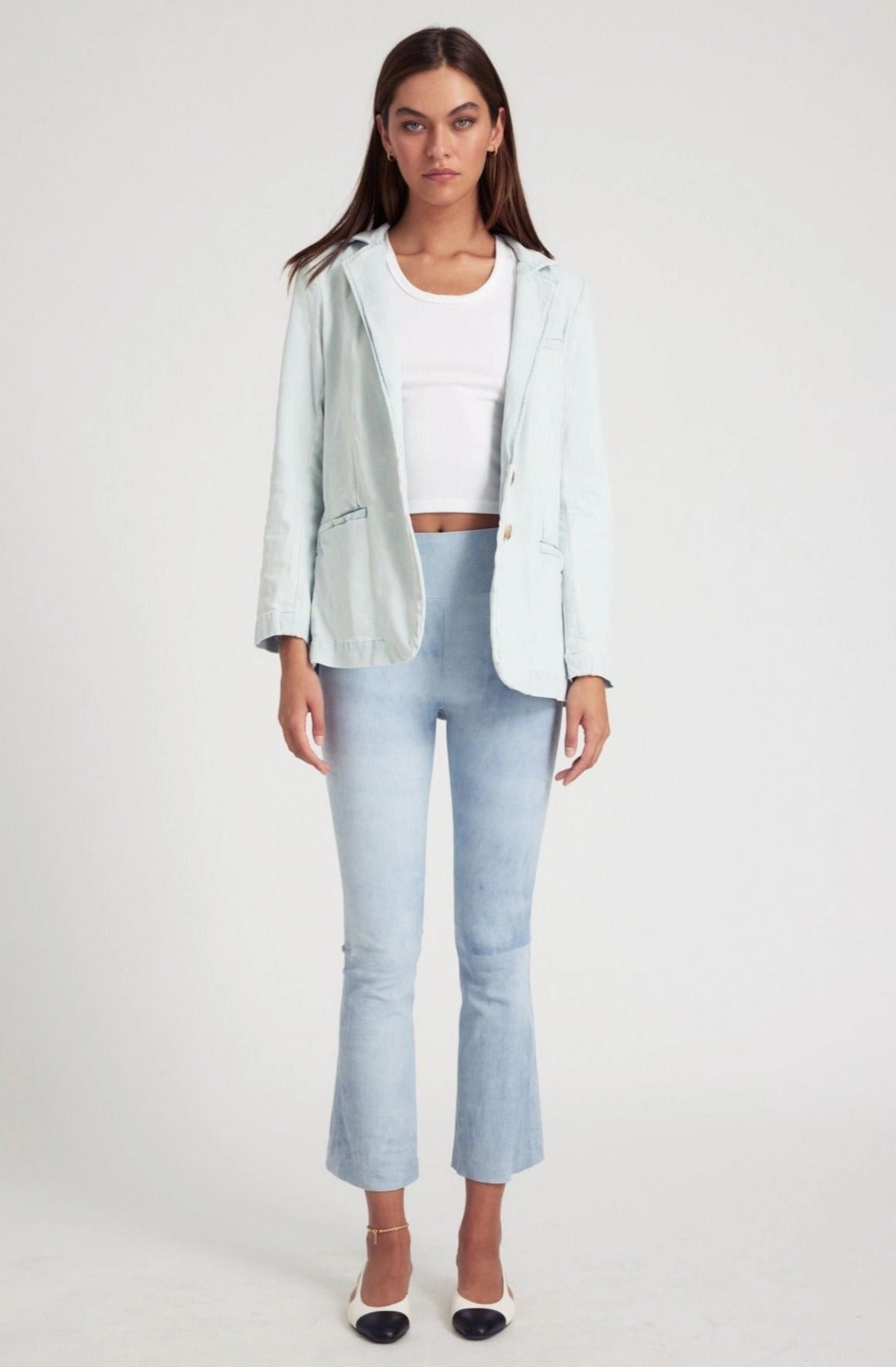Bruni Denim Blazer FourWayStretchFabric Sleeveless Top