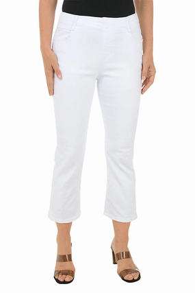 Relaxed Fit Design Breathable Layer White Sparkle Buttons Denim Crop Pant