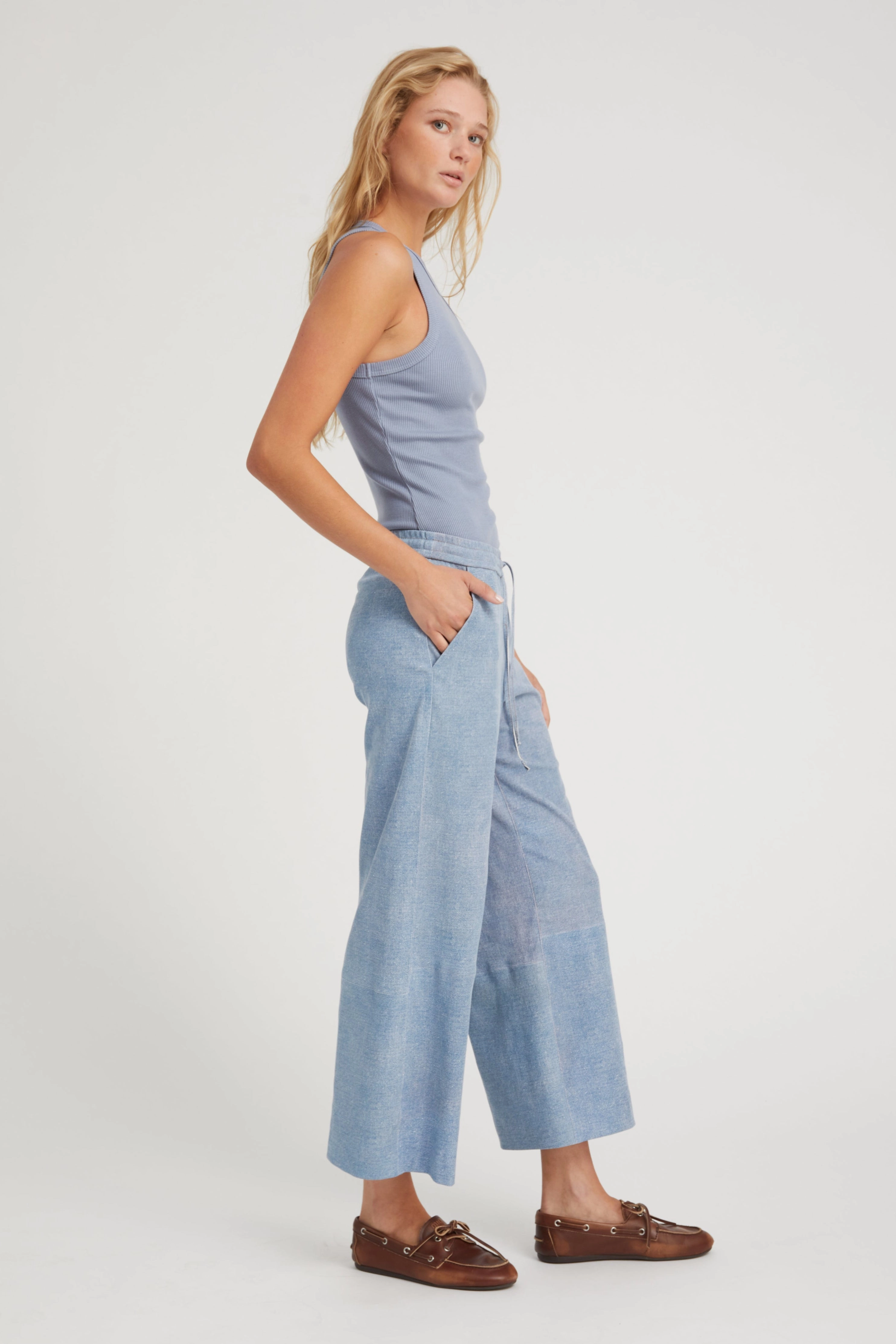 Steel Blue Rib Racer Tank LowProfileZipperSystem FlexibleNeckline