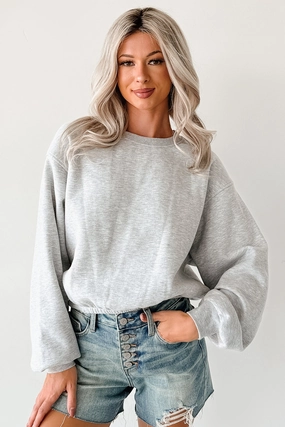 Right At Home Elastic Hem Sweatshirt (Heather Gray) WrinkleFree Weaving Interlock Weave