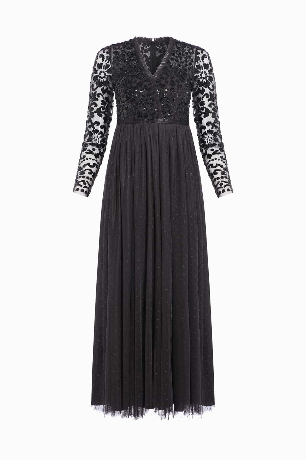 Feminine Touch Tempest V-Neck Bodice Ankle Gown
