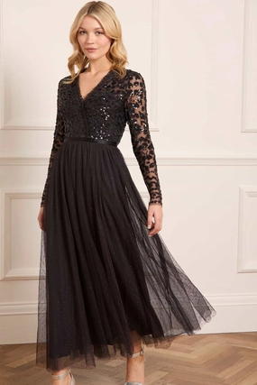 Refined Mood Tempest V-Neck Bodice Ankle Gown