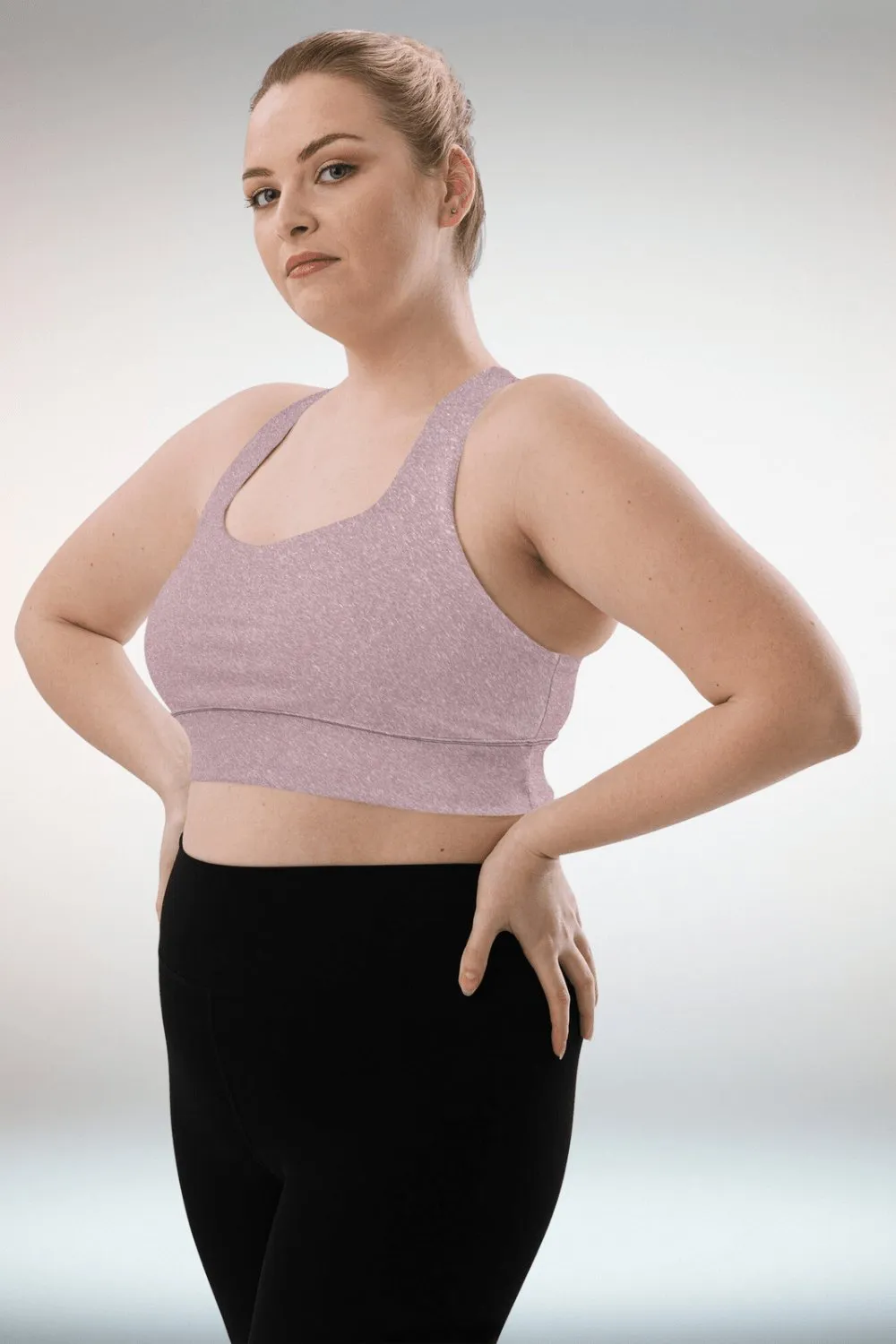 TGC Boutique Brushed Pink Compression Longline Sports Bra