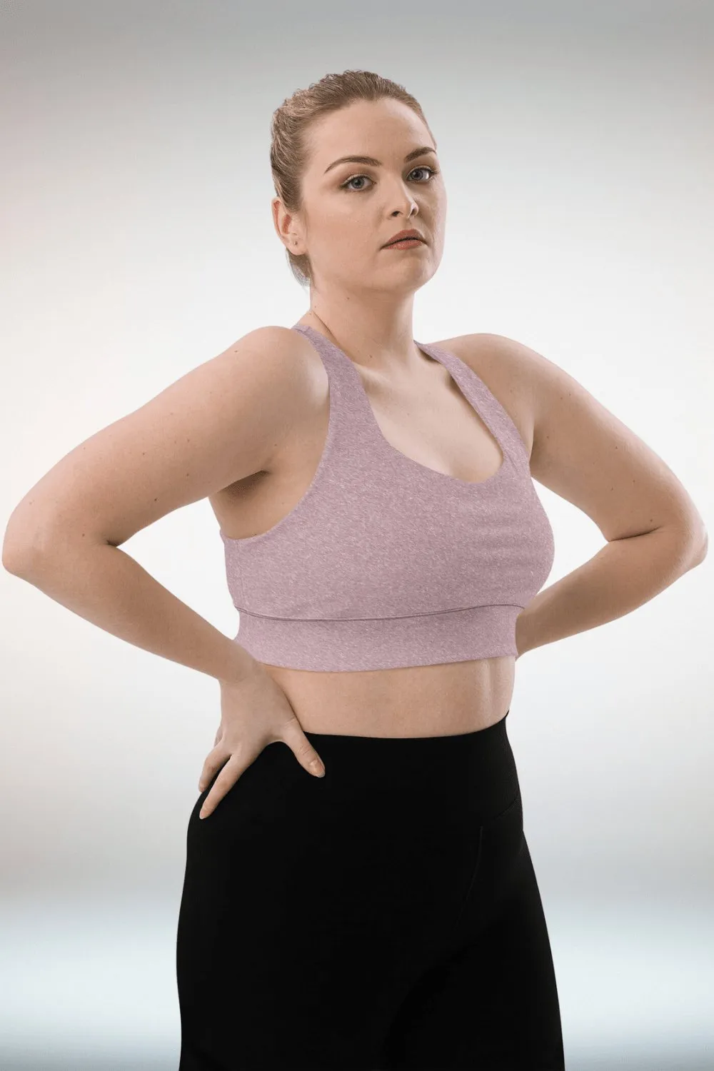 TGC Boutique Brushed Pink Compression Longline Sports Bra