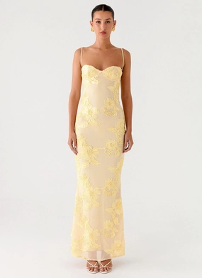 Sophisticated Line That Girl Maxi Dress - Lemon