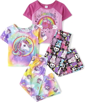 The Children's Place Girls' Short Sleeve Top and Pants,2 Piece Pajama Set