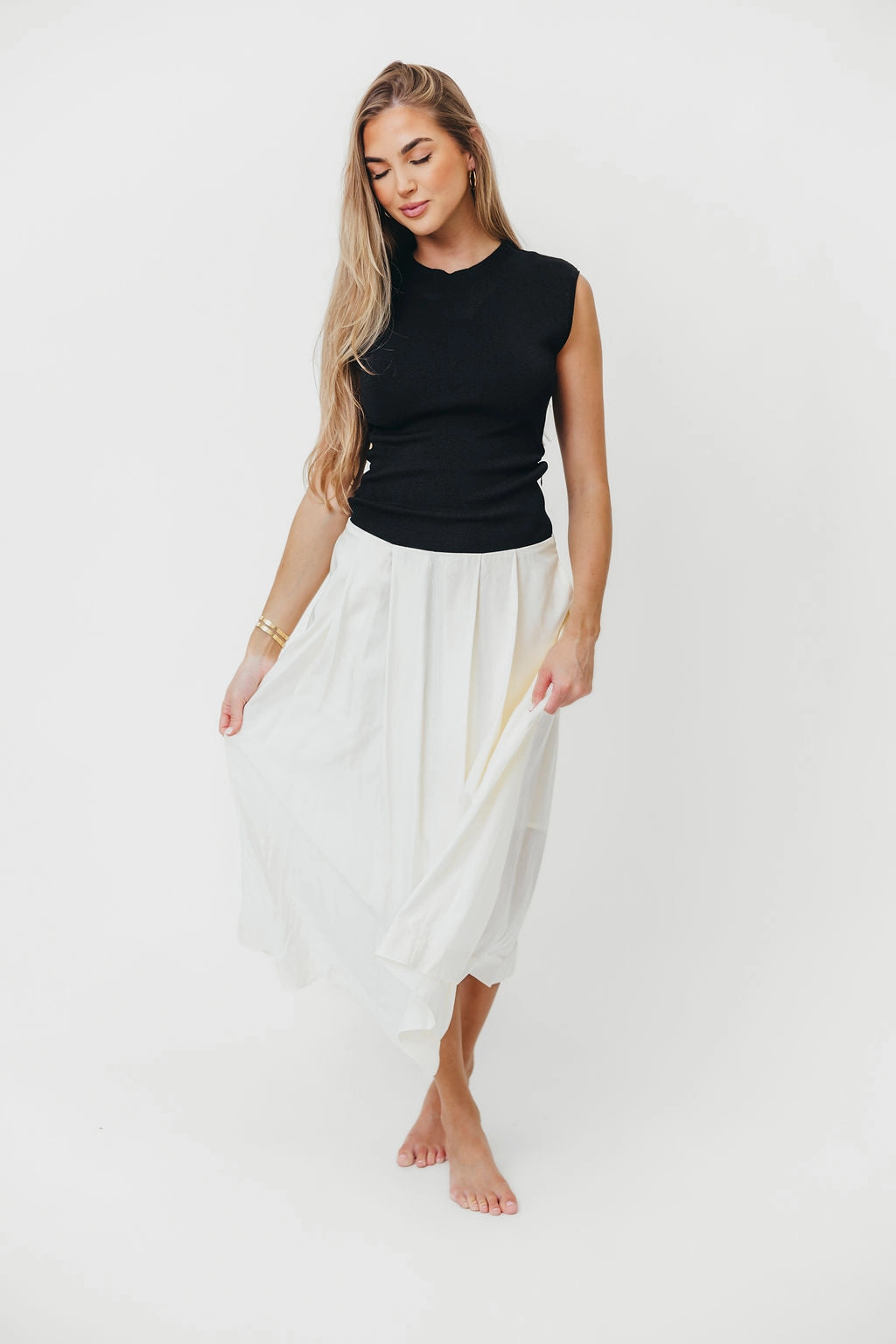 The Cairo Midi Dress in Black/Cream *Final-Sale* Timeless Fashion