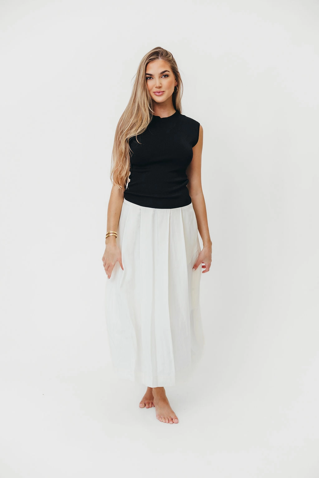 The Cairo Midi Dress in Black/Cream *Final-Sale* Sequin-Detail