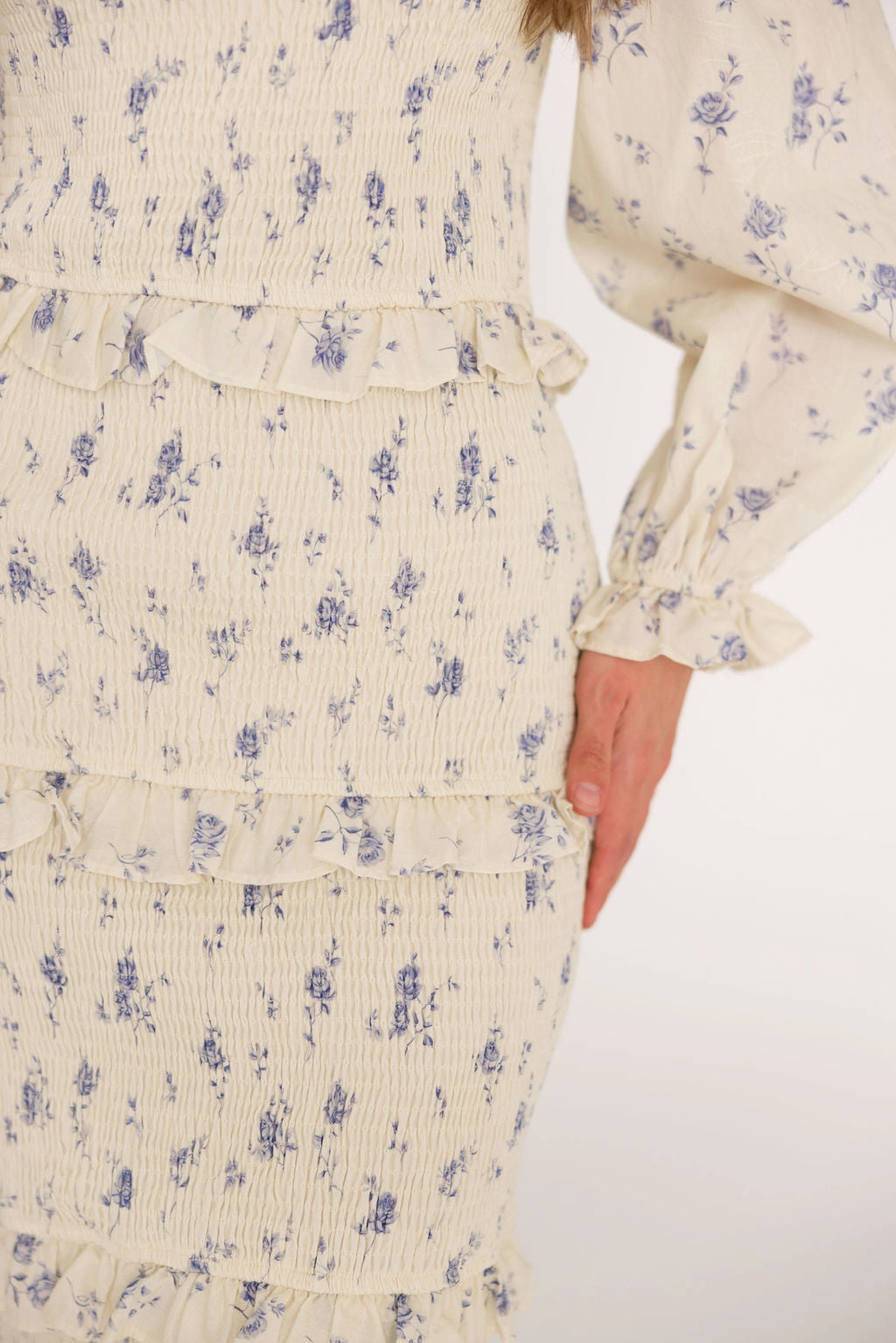 The Chloe Midi Dress in Blue - Bump Friendly *Final-Sale* Feminine Energy