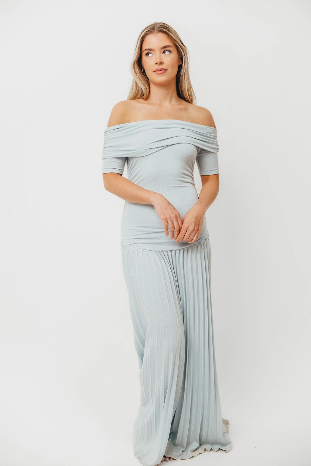 The Lennox Maxi Dress in Dusty Blue Quick Match
