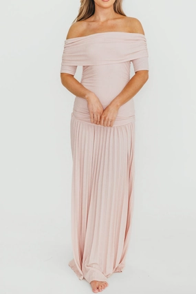 The Lennox Maxi Dress in Dusty Pink Tailored Elegance