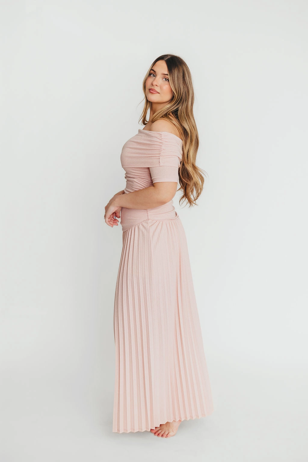 The Lennox Maxi Dress in Dusty Pink Dual Tones