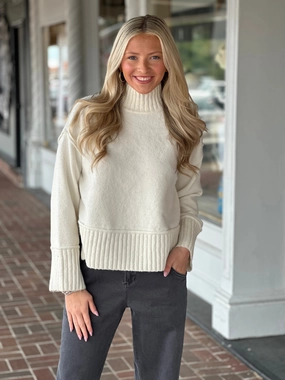 The Thalia Turtleneck Sweater in Ivory Adjustable Shoulder Straps