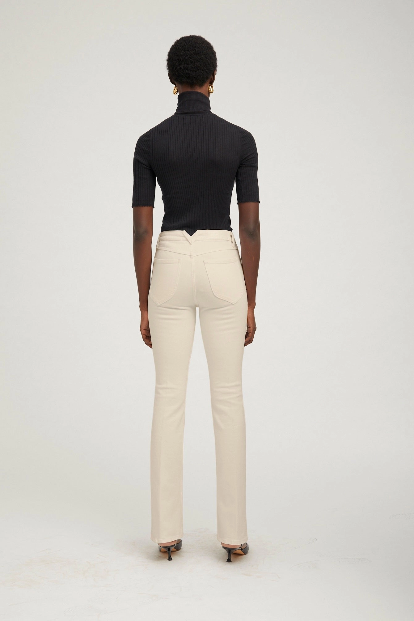 Reinforced Hem Earhart Off White Micro Flare Denim