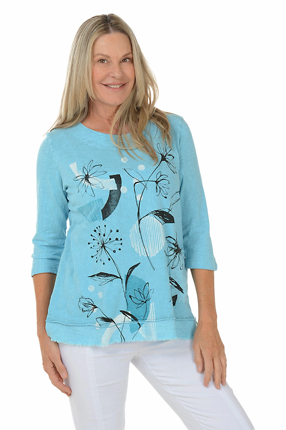 Wicking Inner Lining Eclectic Mineral Wash Frayed Tunic