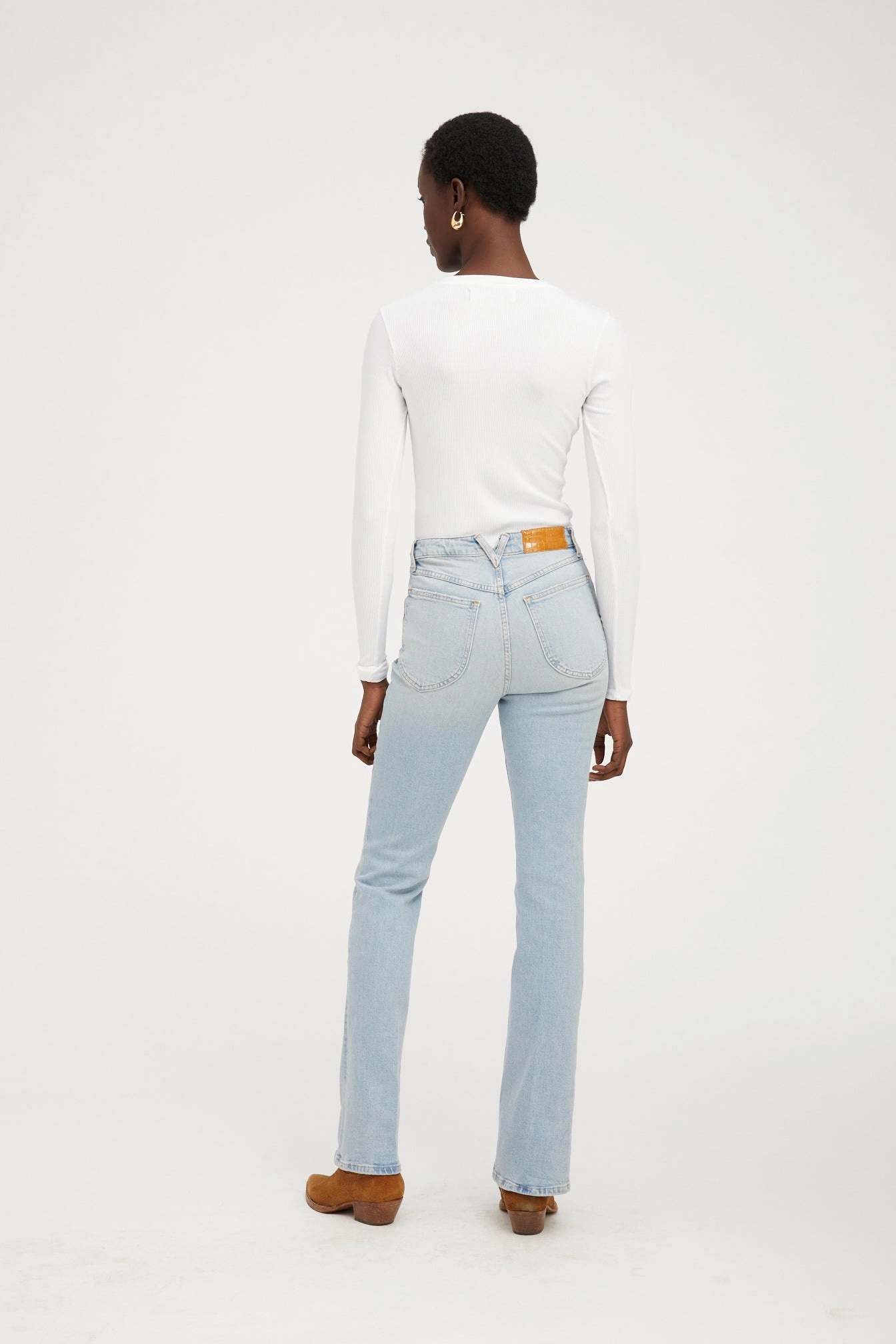 Brushed Inner Layer Convertible Sleeve Adaptation White Rib Cropped Long Sleeve Baby Tee