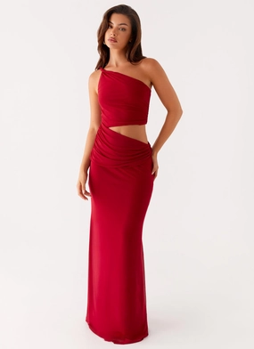 Three Wishes Maxi Dress - Raspberry Water-Repellent-Finish