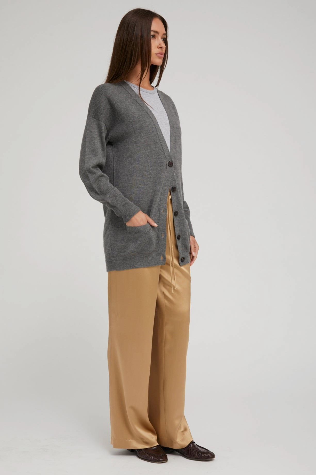 ComfortStretch ReflectiveDetails Thunder Cashmere Boyfriend Cardigan