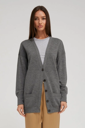 EasyCareMaterial Layered Shoulder Thunder Cashmere Boyfriend Cardigan