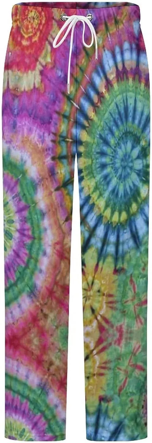 Tie Dye Pattern Women's Flannel Pajama Pants Fleece Lounge Sleep Bottoms PJ