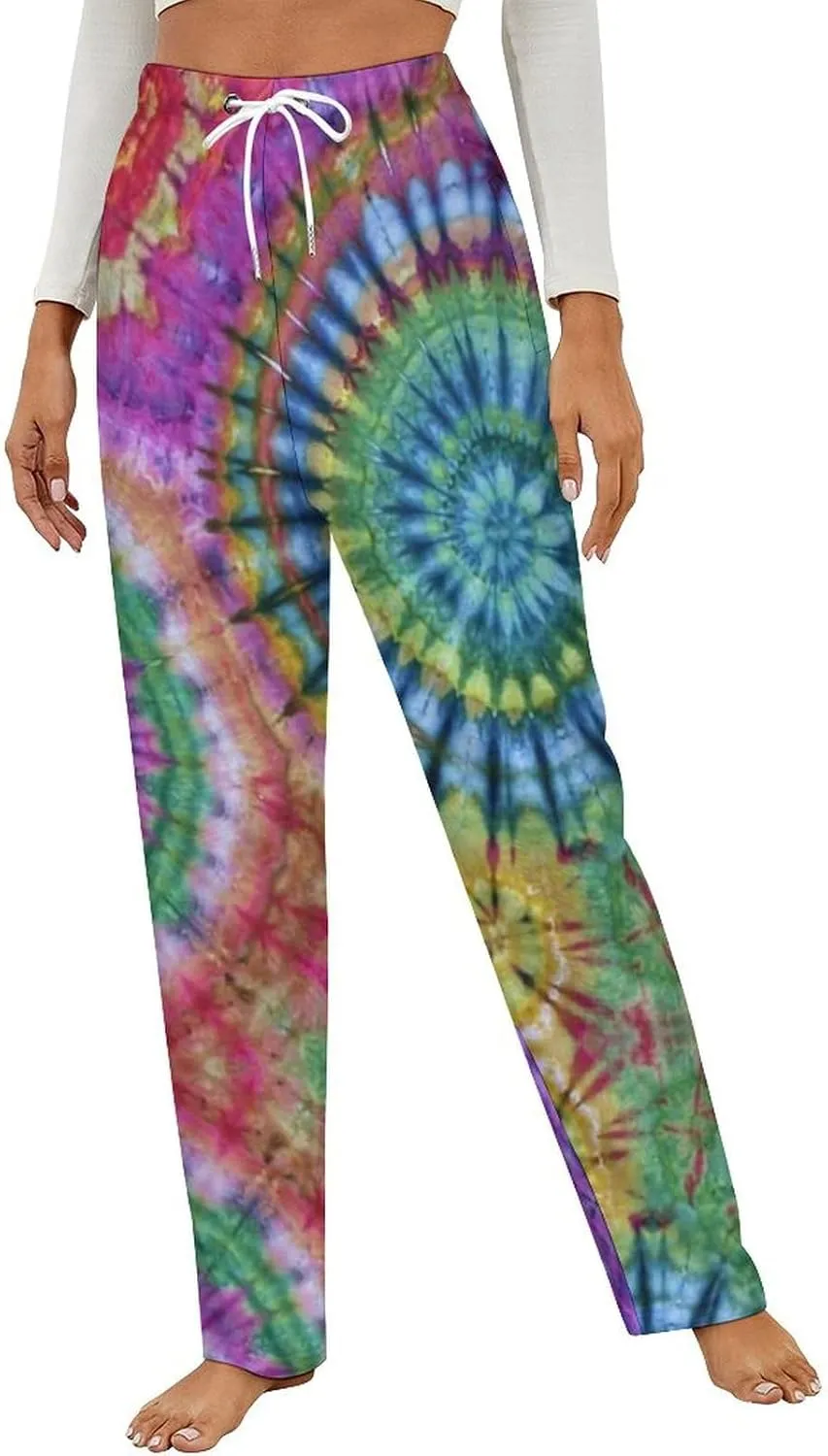 Tie Dye Pattern Women's Flannel Pajama Pants Fleece Lounge Sleep Bottoms PJ