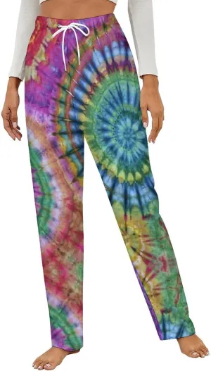 Tie Dye Pattern Women's Flannel Pajama Pants Fleece Lounge Sleep Bottoms PJ