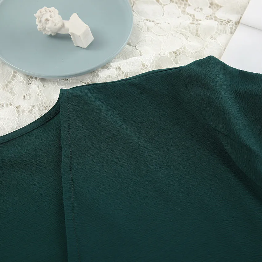 Tie Up Solid Green Pajama Set