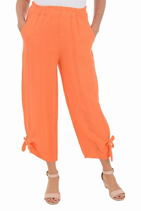 Tied Hem Linen Pull-On Pant Recycled Polyester Free Movement