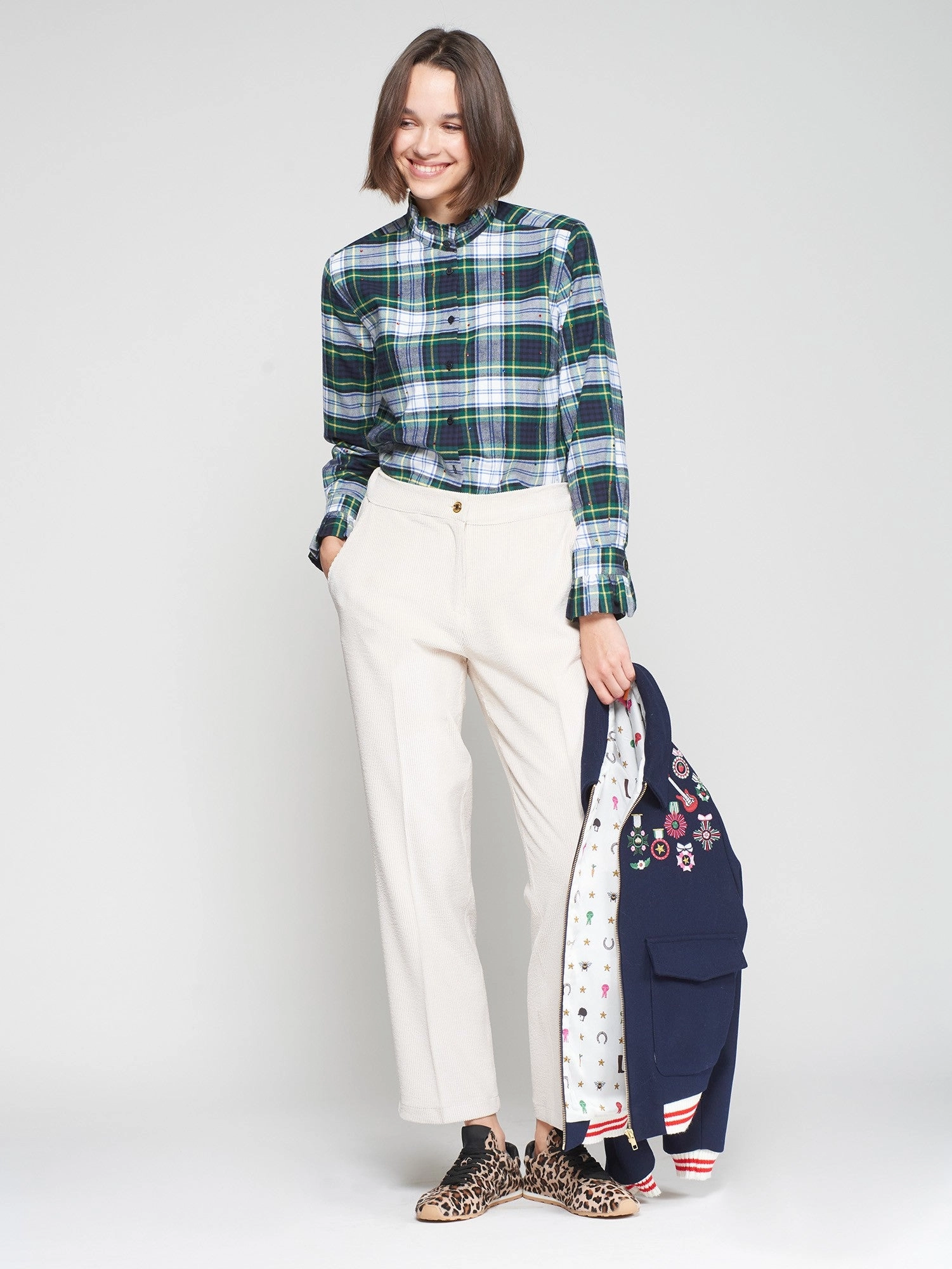 Tiffany Corduroy Trouser in Pana Flatlock Seams Relaxed Vibe