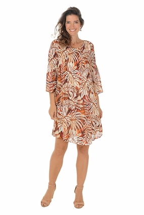 Tiger Leaves Pleated Bell Sleeve Dress Sweet Mood
