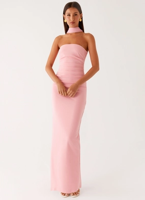 Sophisticated Waistband Fit Libra Maxi Dress - Pink