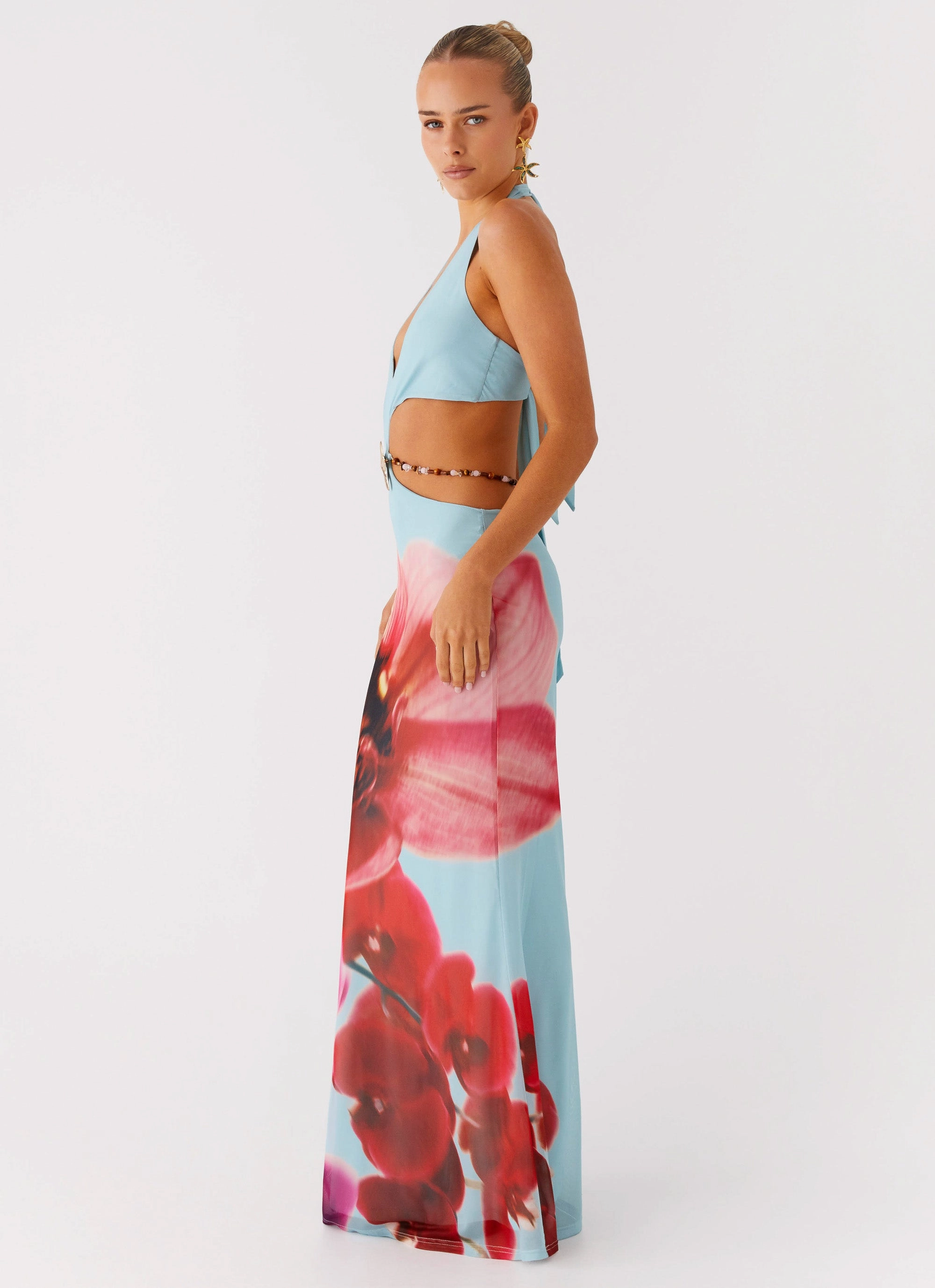 Time To Dance Maxi Dress - Turquoise Bloom Airy Weave