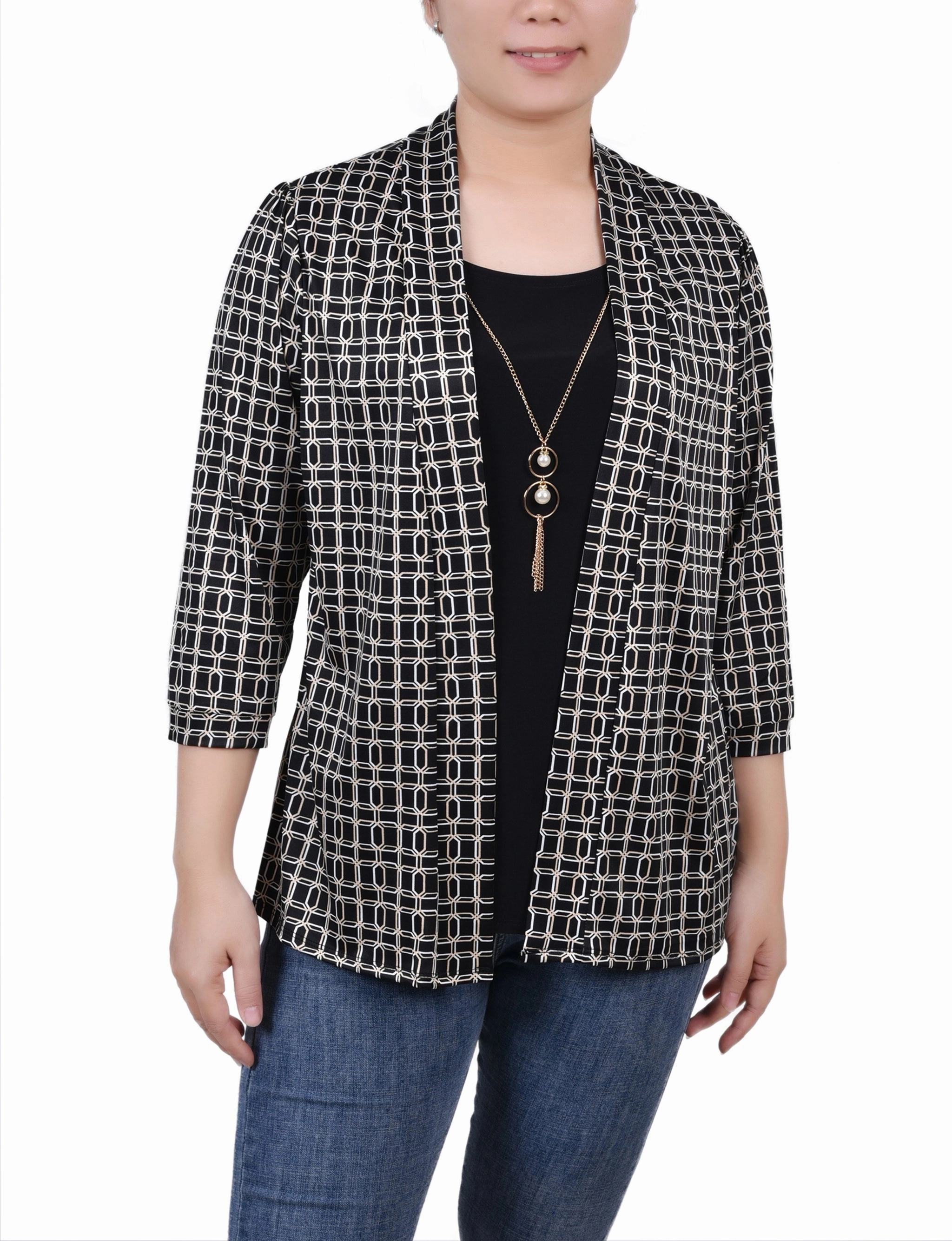 TearResistantWeave Thermal Regulation Technology 3/4 Sleeve Two-Fer Top