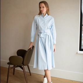 Contrast-Piping Cute Glow La Ville Dress| Soft Blue [Final Sale]