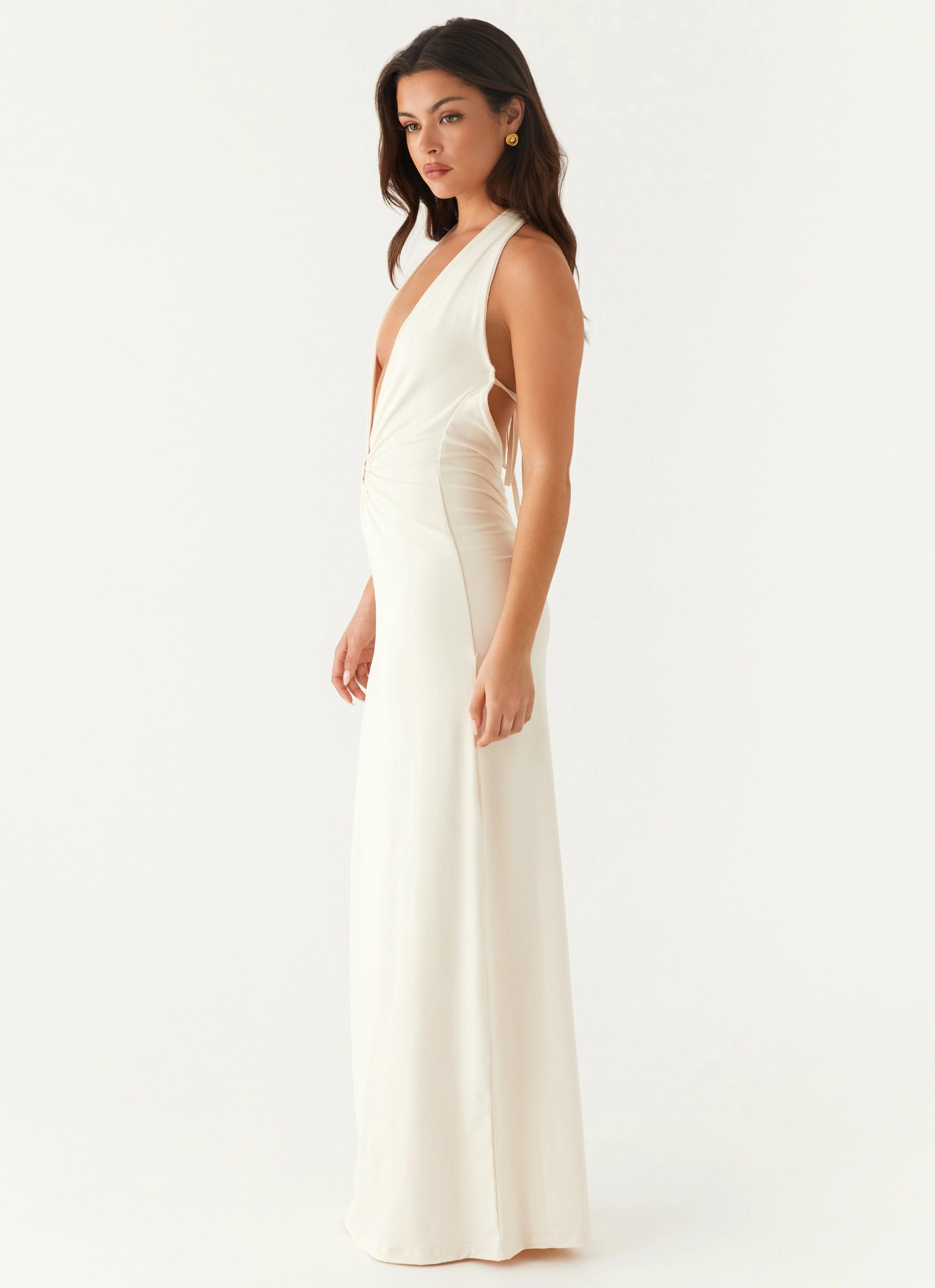Fitted Style Calm Finish Dominica Maxi Dress - Ivory